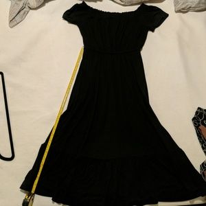 Black jersey off the shoulder midi dress